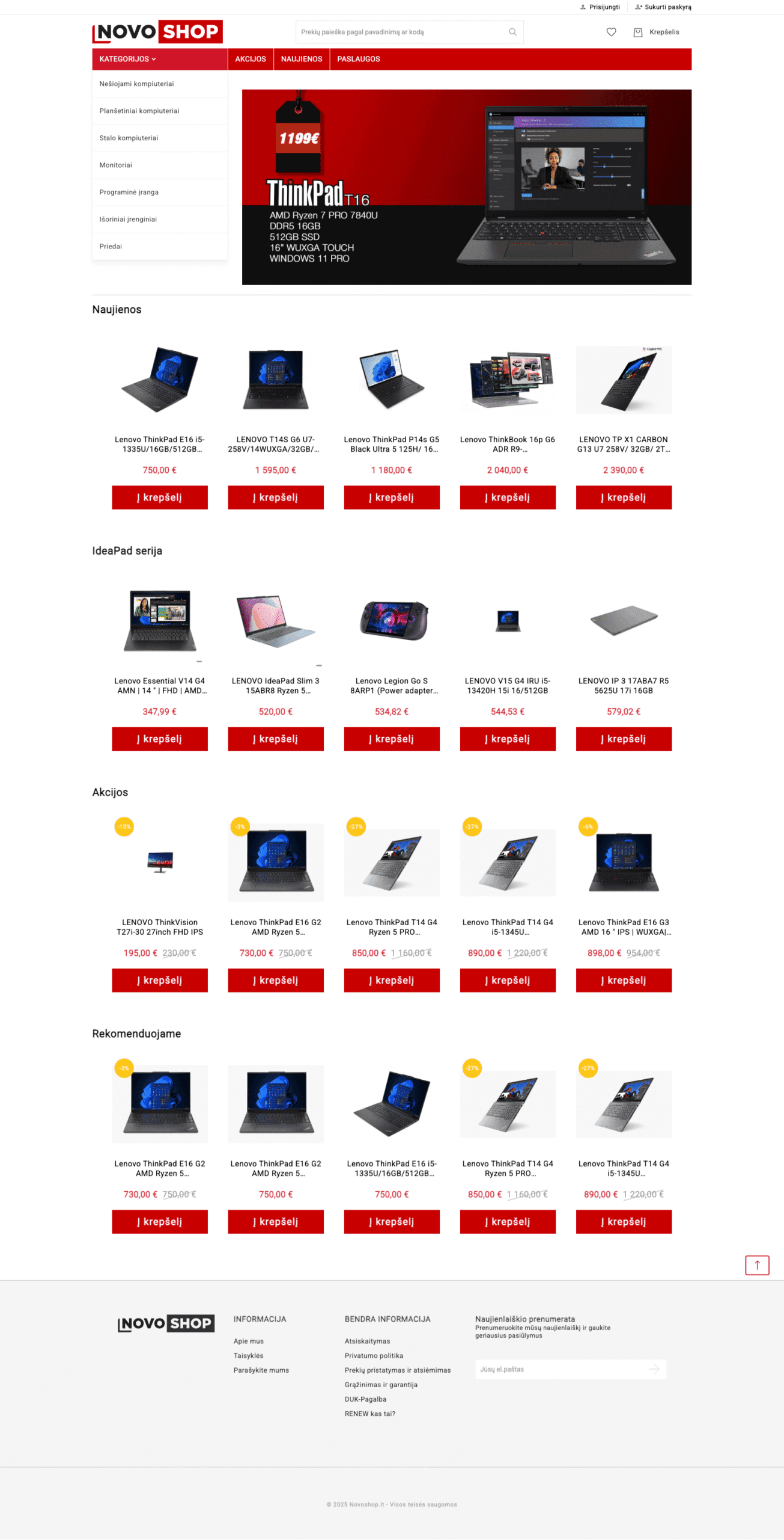 Lenovo produktų el. parduotuvė Baltijos rinkai