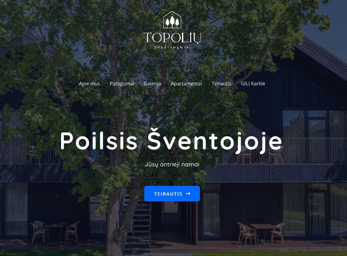 Vieno puslapio apartamentų nuomos svetainė